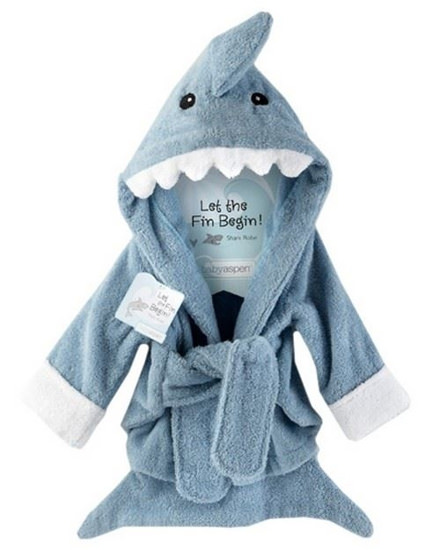 Baby Aspen "Let the Fin Begin" Blue Shark Bathrobe 0-12 month