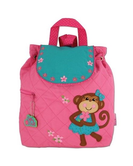 Stephen Joseph Pink Monkey Quilted Backpack