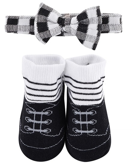 Stephan Baby Black Stripe Bow Tie and Sock Set