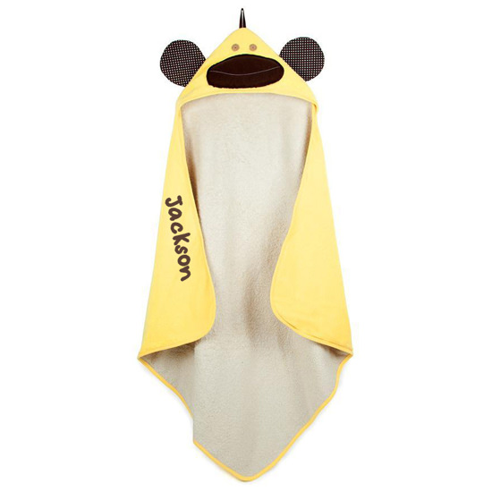 3 Sprouts Yellow Monkey Hooded Towel personalized