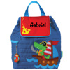 Personalized Stephen Joseph Alligator Pirate Quilted Back Pack
