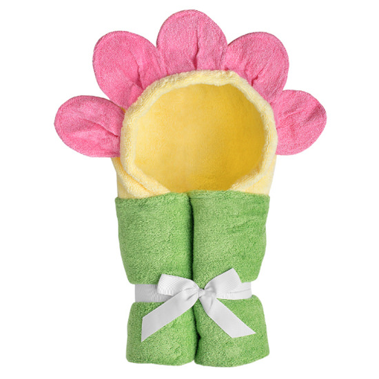 Yikes Twins Pink Flower Hooded Towel