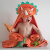 Yikes Twins Triceratops Dinosaur Kids Hooded Towel