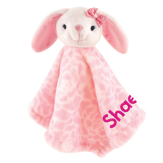 Monogrammed Hudson Baby Pink Bunny Security Blanket