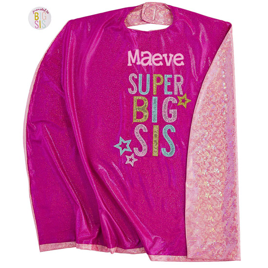 Personalized Mud-Pie Big Sis Toddler Cape and Button Set