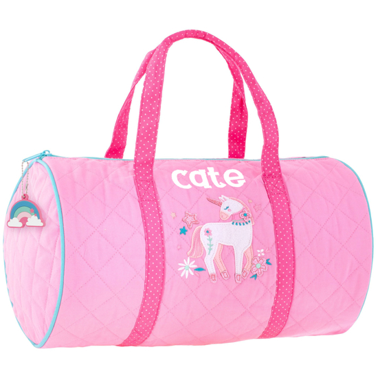Personalized Stephen Joseph Pink Unicorn Quilted Duffel Bag