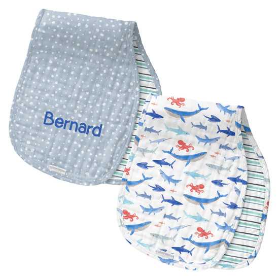 Personalized Stephen Joseph Shark Burp Cloth Set (2-Pack)