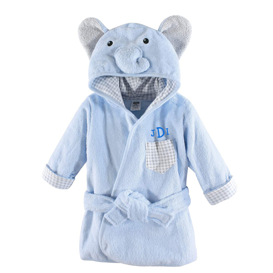Personalized Hudson Baby Blue Elephant Infant Bathrobe