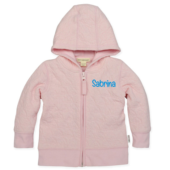 Personalized Burt's Bees Baby Hoodie (blossom pink)