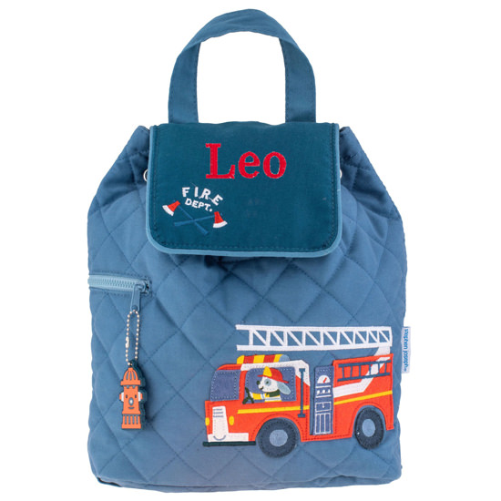 Personalized Stephen Joseph Firetruck Quilted Backpack