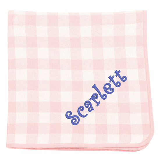 Personalized Angel Dear Pale Pink Ginham Knit Blanket