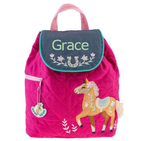 Personalized Stephen Joseph Horse Quilted Backpack - Pink