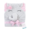 Hudson Baby Gray and Pink Elephant Hooded Baby Towel